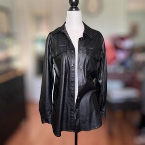 Dynamite Faux Black Leather Shirt Jacket